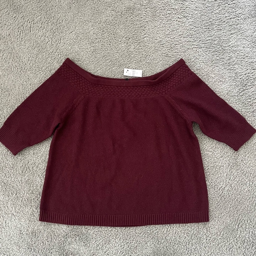 Lane Bryant Women's Off-Shoulder Burgundy Sweater